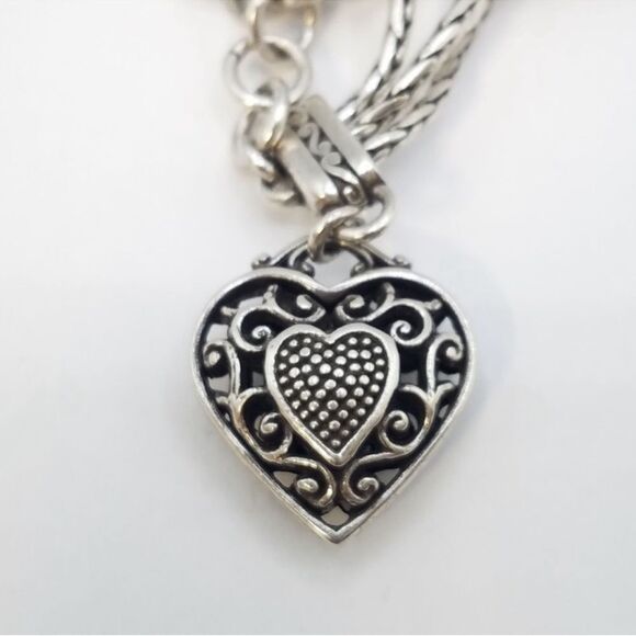 BRIGHTON Three Strand Sweetheart Heart Silver Tone Bracelet - Picture 3 of 4
